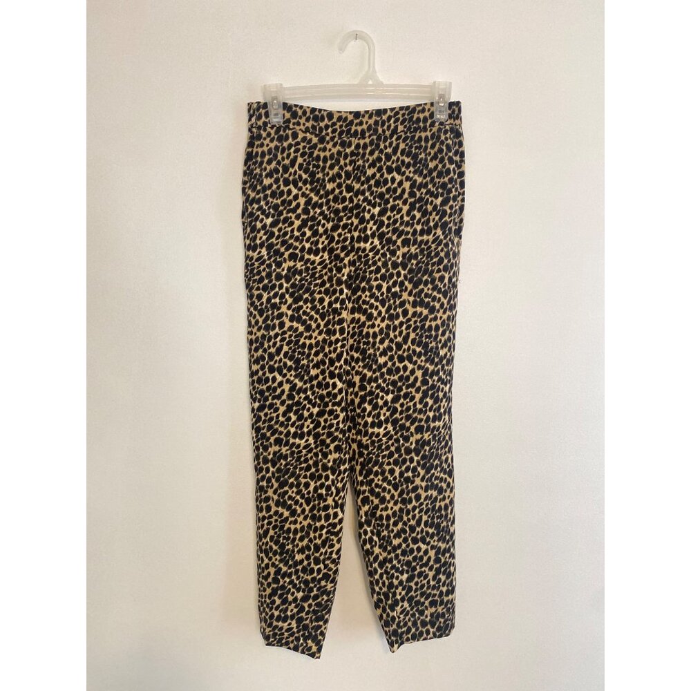 Women’s J.Crew Leopard Print Jamie Trouser Pants Size 2 With Elastic Waist